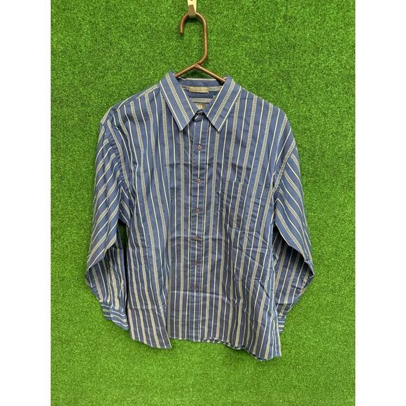90s Blue Button Down Grunge Style Shirt Sz Large Banner Brand UNISEX - Picture 1 of 6